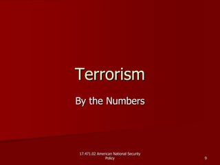 17.471.02 American National Security17.471.02 American National Security
PolicyPolicy 99
TerrorismTerrorism
By the NumbersBy the Numbers
 
