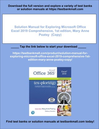 Solution Manual for Exploring Microsoft Office Excel 2019 Comprehensive ...