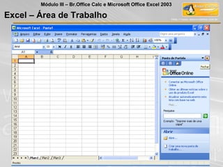 Excel – Área de Trabalho
Módulo III – Br.Office Calc e Microsoft Office Excel 2003
 