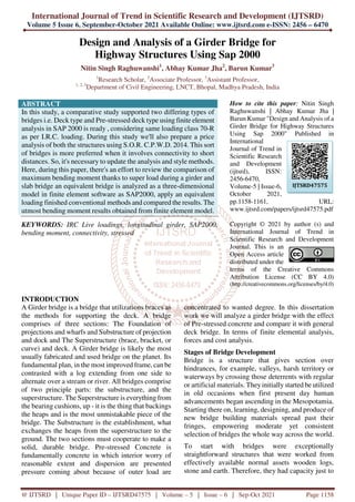 Design and Analysis of a Girder Bridge for Highway Structures Using Sap ...