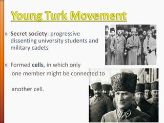 » Secret society: progressive
dissenting university students and
military cadets
» Formed cells, in which only
one member might be connected to
another cell.
 