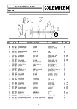 INHALTSVERZEICHNIS / CONTENTS
3
EurOpal 7
Pos Art.-Nr. Artikeltext / Description Abmessung Seite
9 663 8693 Düngereinleger...