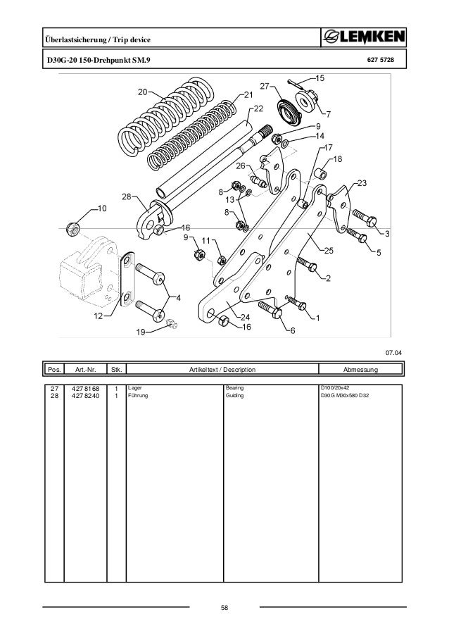 Lemken Smaragd 9/500K parts catalog