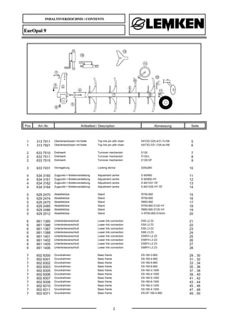 INHALTSVERZEICHNIS / CONTENTS
2
EurOpal 9
Pos Art.-Nr. Artikeltext / Description Abmessung Seite
1 313 7911 Oberlenkerbolz...