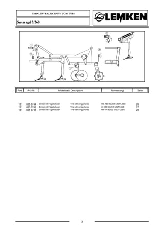 INHALTSVERZEICHNIS / CONTENTS
3
Smaragd 7/260
Pos Art.-Nr. Artikeltext / Description Abmessung Seite
12 665 3744 Zinken mi...
