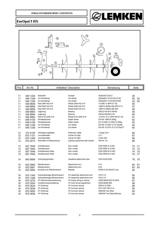 INHALTSVERZEICHNIS / CONTENTS
3
EurOpal 5 HX
Pos Art.-Nr. Artikeltext / Description Abmessung Seite
11 549 1220 Abstreifer...