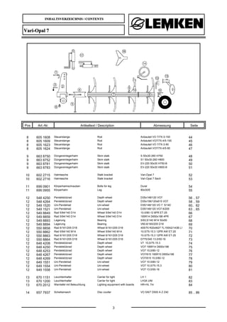 INHALTSVERZEICHNIS / CONTENTS
3
Vari-Opal 7
Pos Art.-Nr. Artikeltext / Description Abmessung Seite
8 605 1608 Steuerstange...