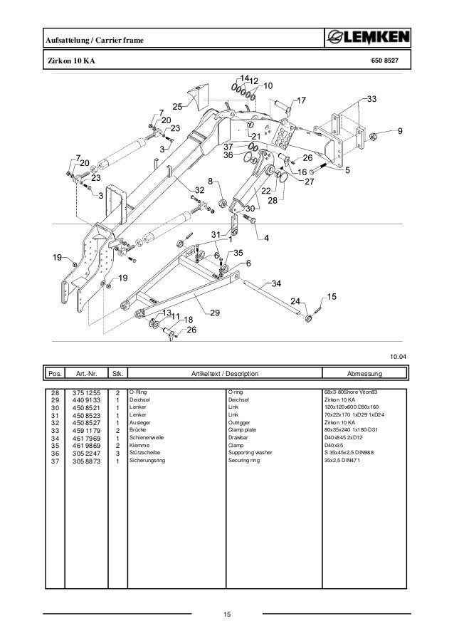 Lemken zirkon 10-400 KA parts catalog