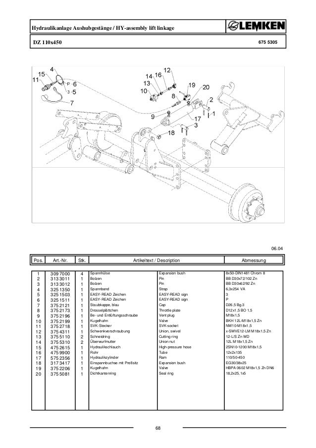Lemken quarz 7500 KA parts catalog