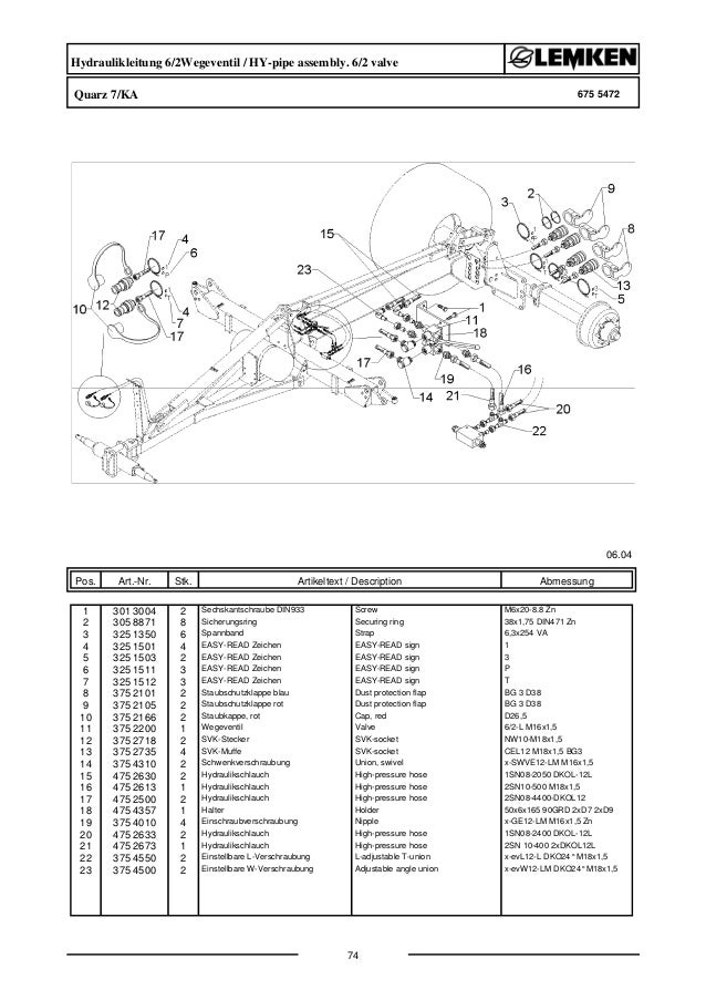 Lemken quarz 7500 KA parts catalog