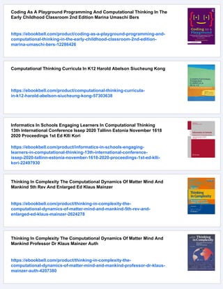 Computational Thinking In Education A Pedagogical Perspective 1st ...