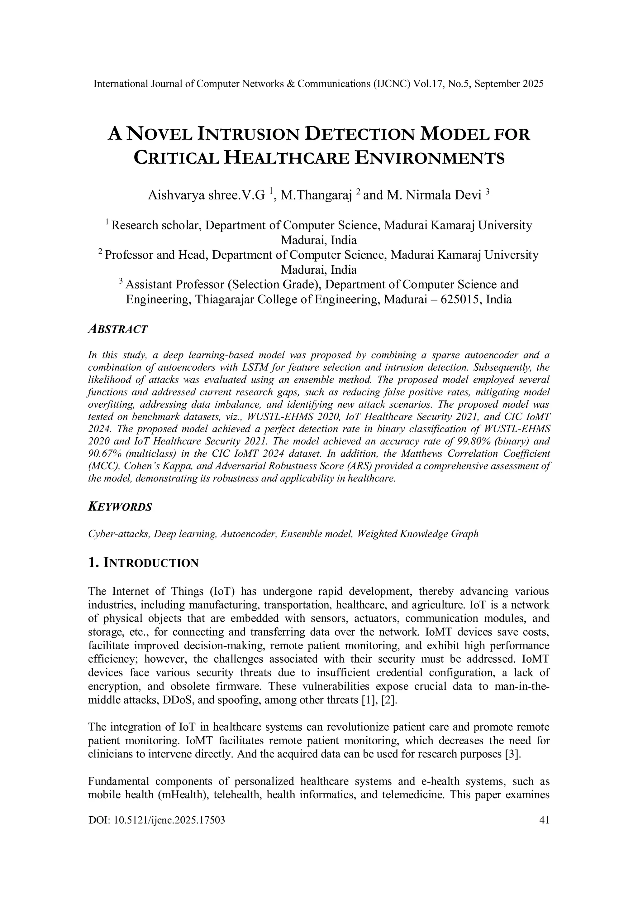 A Novel Intrusion Detection Model for Critical Healthcare Environments ...