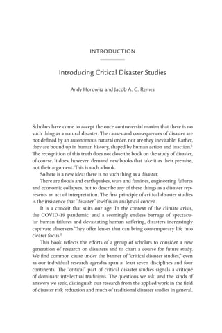 Horowitz Jacob Critical Disaster Studies Jacob Ac Remes Editor Andy Horowitz Editor | PDF