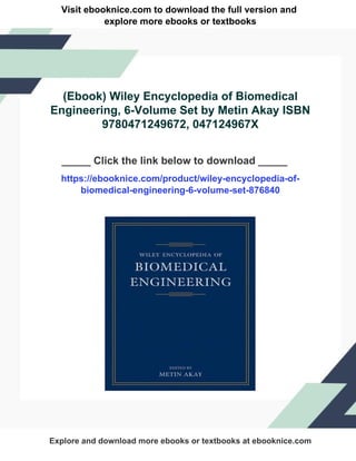 (Ebook) Wiley Encyclopedia of Biomedical Engineering, 6-Volume Set by ...