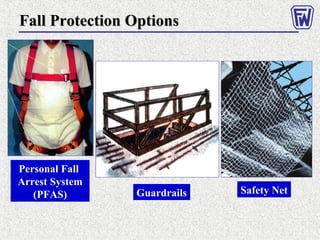 Personal Fall
Arrest System
(PFAS) Guardrails Safety Net
Fall Protection OptionsFall Protection Options
 