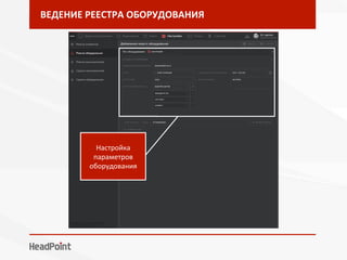 ВЕДЕНИЕ	РЕЕСТРА	ОБОРУДОВАНИЯ	
Настройка	
параметров	
оборудования	
 
