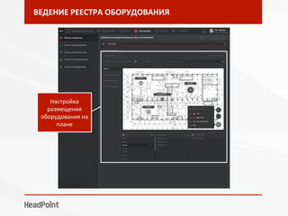 ВЕДЕНИЕ	РЕЕСТРА	ОБОРУДОВАНИЯ	
Настройка	
размещения	
оборудования	на	
плане	
 