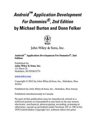 Android Application Development For Dummies Michael Burton Donn Felker ...