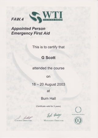 2003 Emergency First Aid