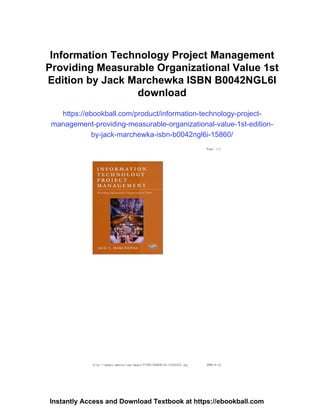 Information Technology Project Management Providing Measurable ...