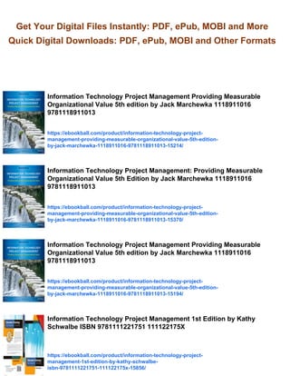 Information Technology Project Management Providing Measurable ...