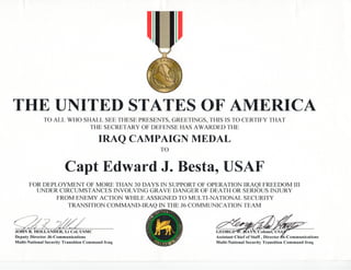 Iraq Campaign Medal OIF 2005