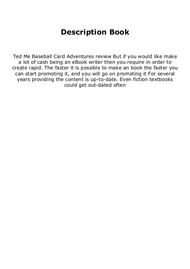 P D F Epub Ted Me Baseball Card Adventures Review Read Online