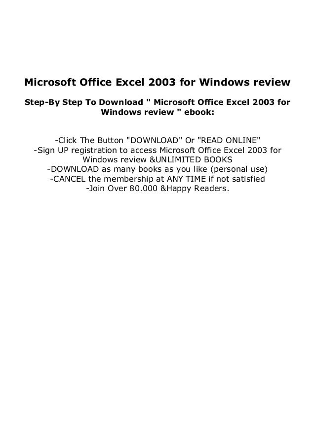 Excel 2003 Online