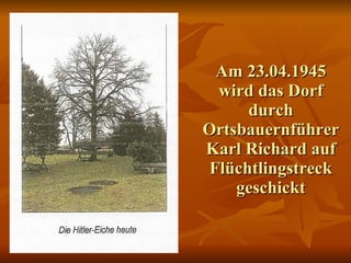 Am 23.04.1945 wird das Dorf durch Ortsbauernführer Karl Richard auf Flüchtlingstreck geschickt 