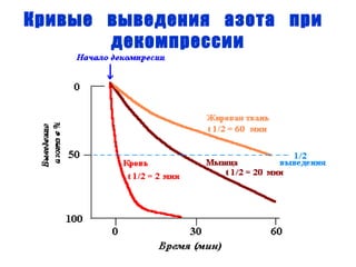 Кривые  выведения  азота  при  декомпрессии 