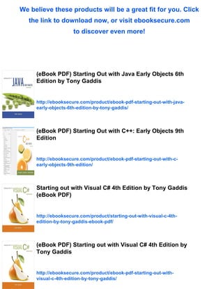 Starting Out with C++: Early Objects 9th Edition by Tony Gaddis (eBook ...