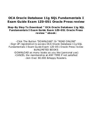 Pdf Oca Oracle Database 11g Sql Fundamentals I Exam Guide Exam 1z0