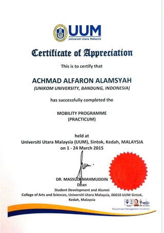 Internship Mobility Programme Certificate