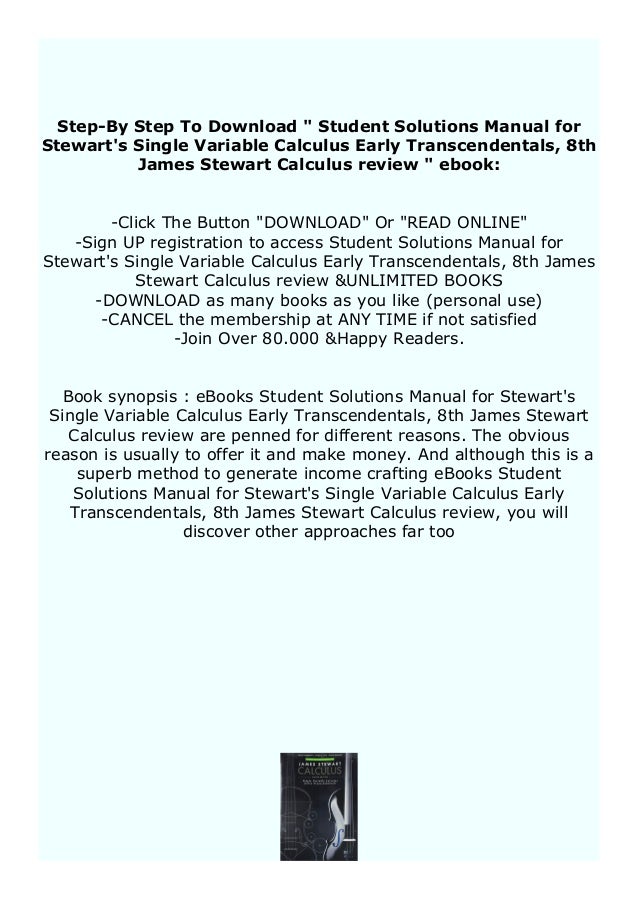 Hardcover Student Solutions Manual For Stewart S Single Variable Ca