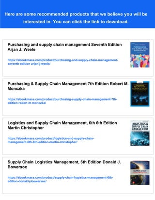 Purchasing and Supply Chain Management 6th Edition | PDF