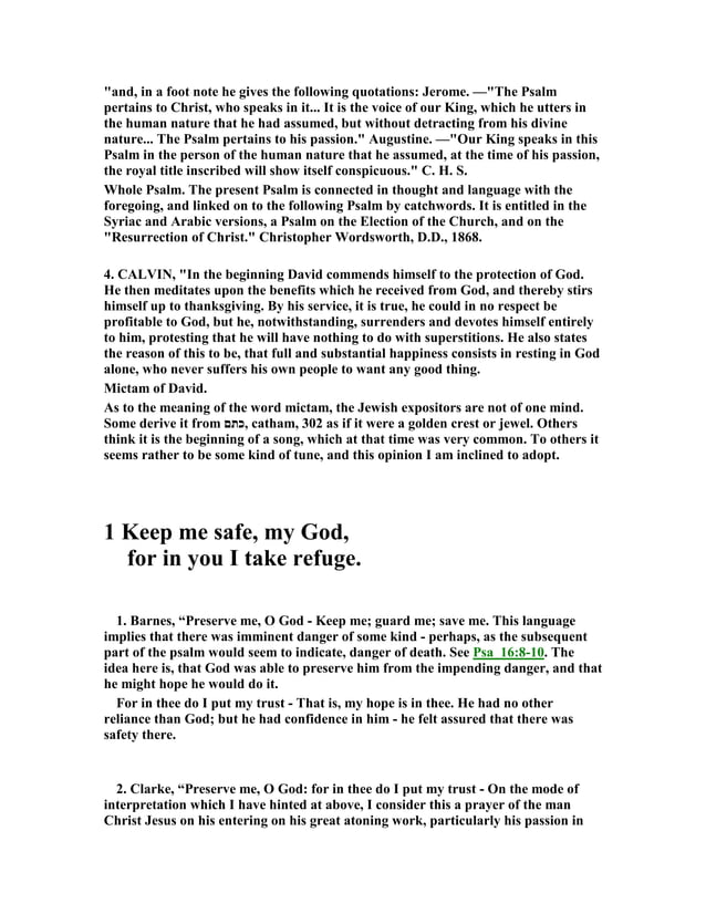 176340122 Psalm 16 commentary PDF 176340122 Psalm 16 commentary PDF