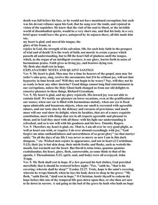 have been graciously at work. It was this quick sighted affection which led Jesus to 
see in us a recompense for all his agony, and sustained him under all his sufferings 
by the joy of redeeming us from going down into the pit. 
EXPLA 