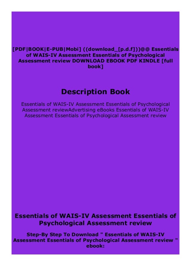 Pdf Essentials Of Wais Iv Assessment Essentials Of Psychological Pdf Essentials Of Wais Iv Assessment Essentials Of Psychological