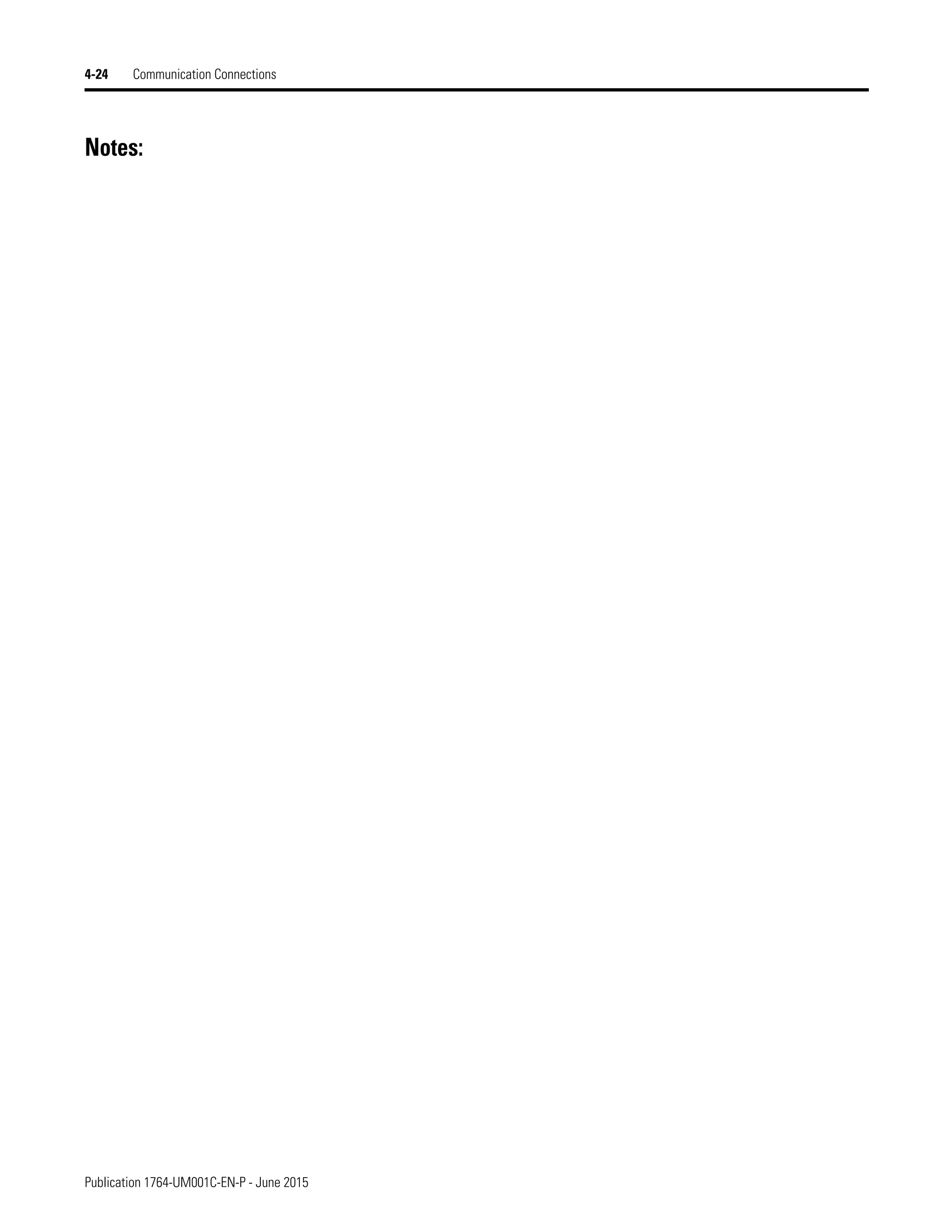 Publication 1764-UM001C-EN-P - June 2015
4-24 Communication Connections
Notes:
 