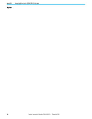 186 Rockwell Automation Publication 1766-UM001O-EN-P - September 2021
Appendix E Connect to Networks via RS-232/RS-485 Interface
Notes:
 