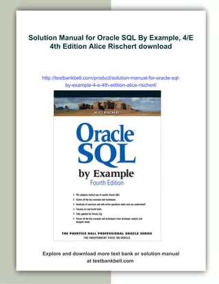 Solution Manual for Oracle SQL By Example, 4/E 4th Edition Alice ...