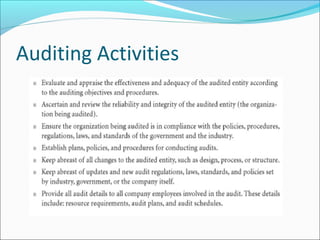 Auditing Activities
 