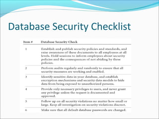 Database Security Checklist
 