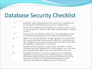 Database Security Checklist
 