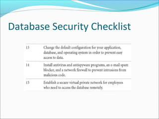 Database Security Checklist
 