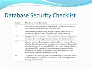 Database Security Checklist
 