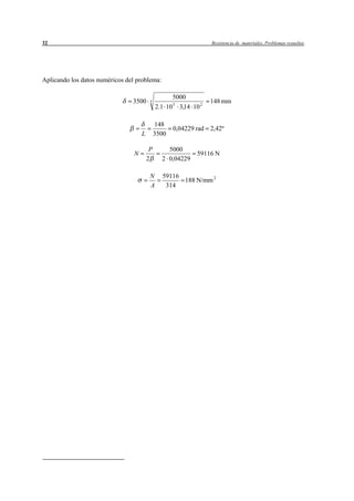 22 Resistencia de materiales. Problemas resueltos 
Problema 1.5 
En la viga en voladizo de la figura, calcular las reacciones en el empotramiento y dibujar los 
diagramas de esfuerzos cortantes y de momentos flectores en toda la viga. 
Resolución: 
4 KN 
0,5m 
5 KN/m 
1 m 2 m 1 m 
a) Reacciones en el empotramiento. 
Comenzaremos por buscar el sistema de fuerzas que ejerce el empotramiento, dibujamos el diagrama 
de sólido libre y obligamos al equilibrio. Sumando fuerzas y tomando momentos obtenemos: 
¿¾½ 
  
4 KN 
0.5m 
14 KN 
   ˜  ˜    ˜ 
4 0,5 10 2 22 KN m 
E 
M 
E 
F 
4 KN 
2 m 
0.5m 
FE 
10 KN 
ME 
Reacciones que ejerce el empotramiento sobre la viga. 
1 m 2 m 
FE 
ME 
5 KN/m 
 