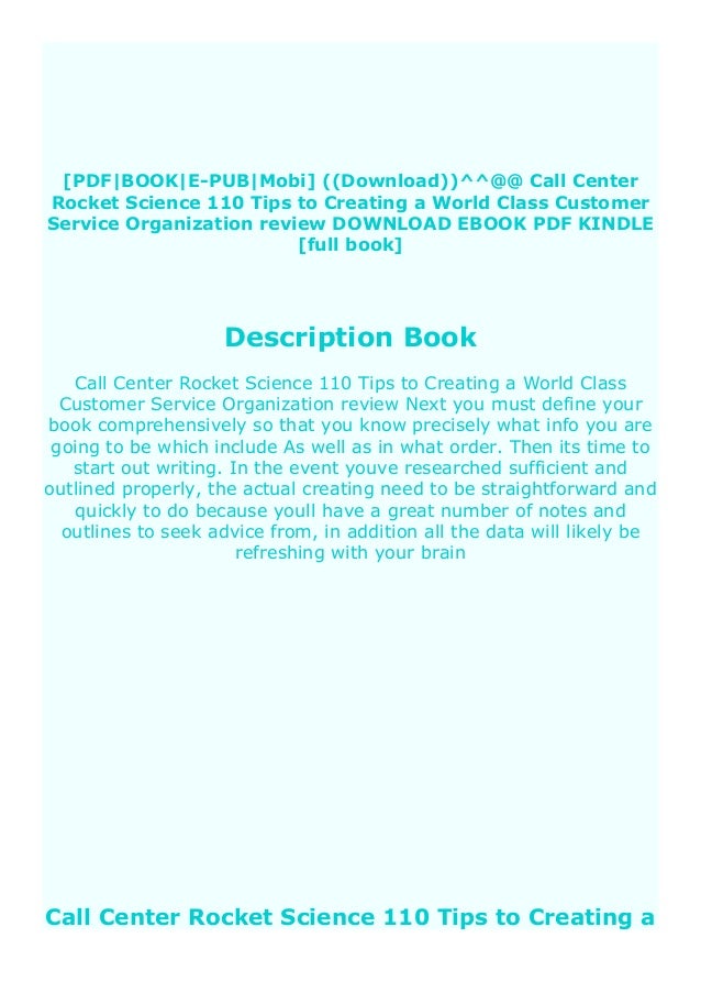 Free Ebook Call Center Rocket Science 110 Tips To Creating A World C