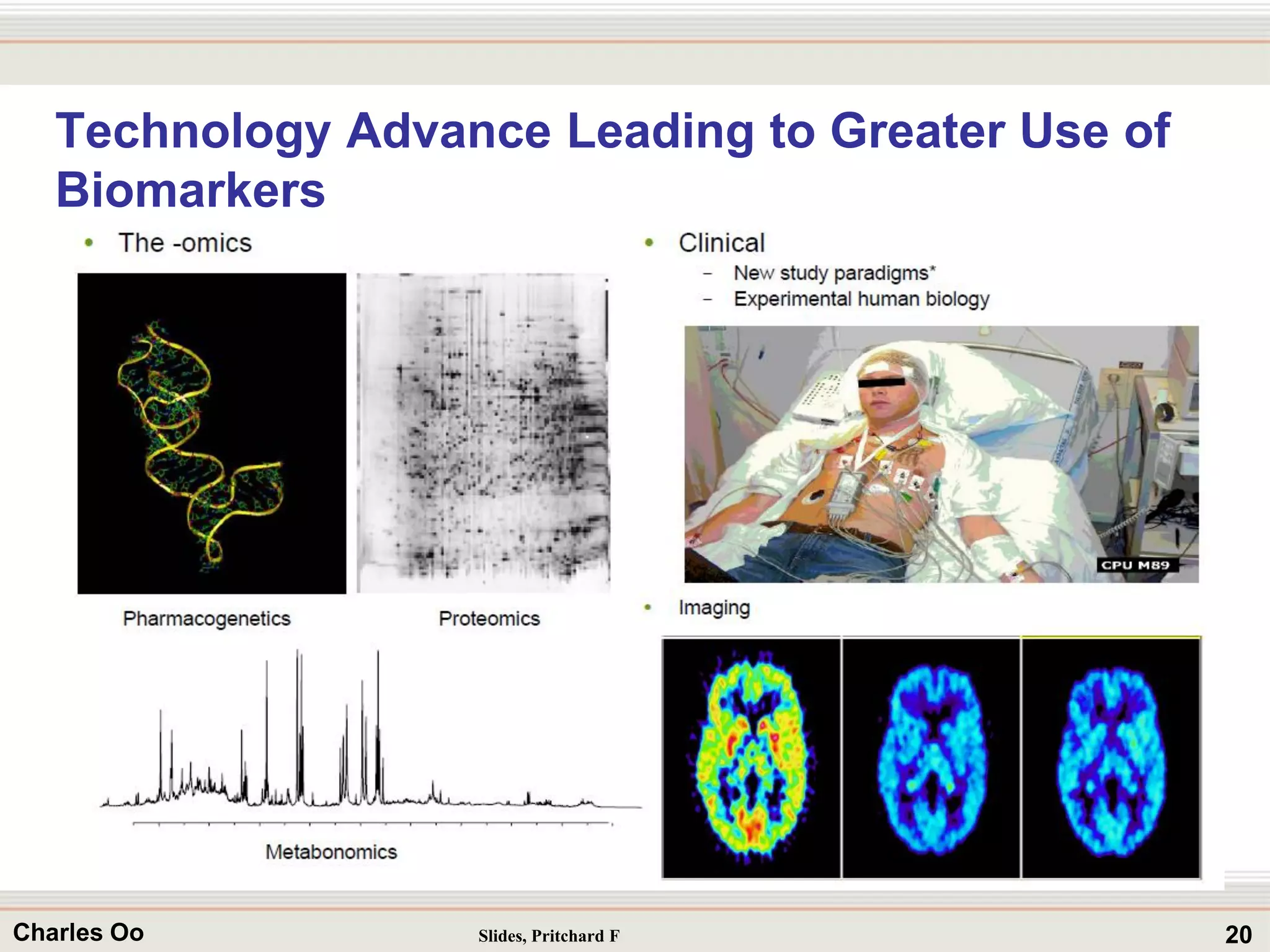 20Charles Oo
Technology Advance Leading to Greater Use of
Biomarkers
Slides, Pritchard F
 