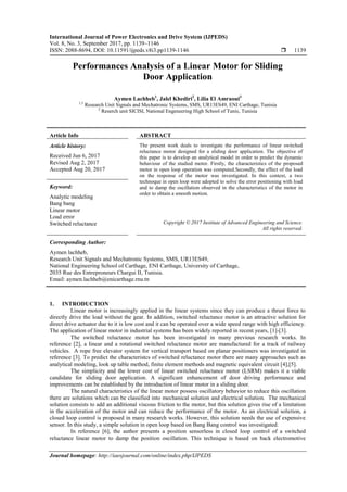 Performances Analysis of a Linear Motor for Sliding Door Application | PDF